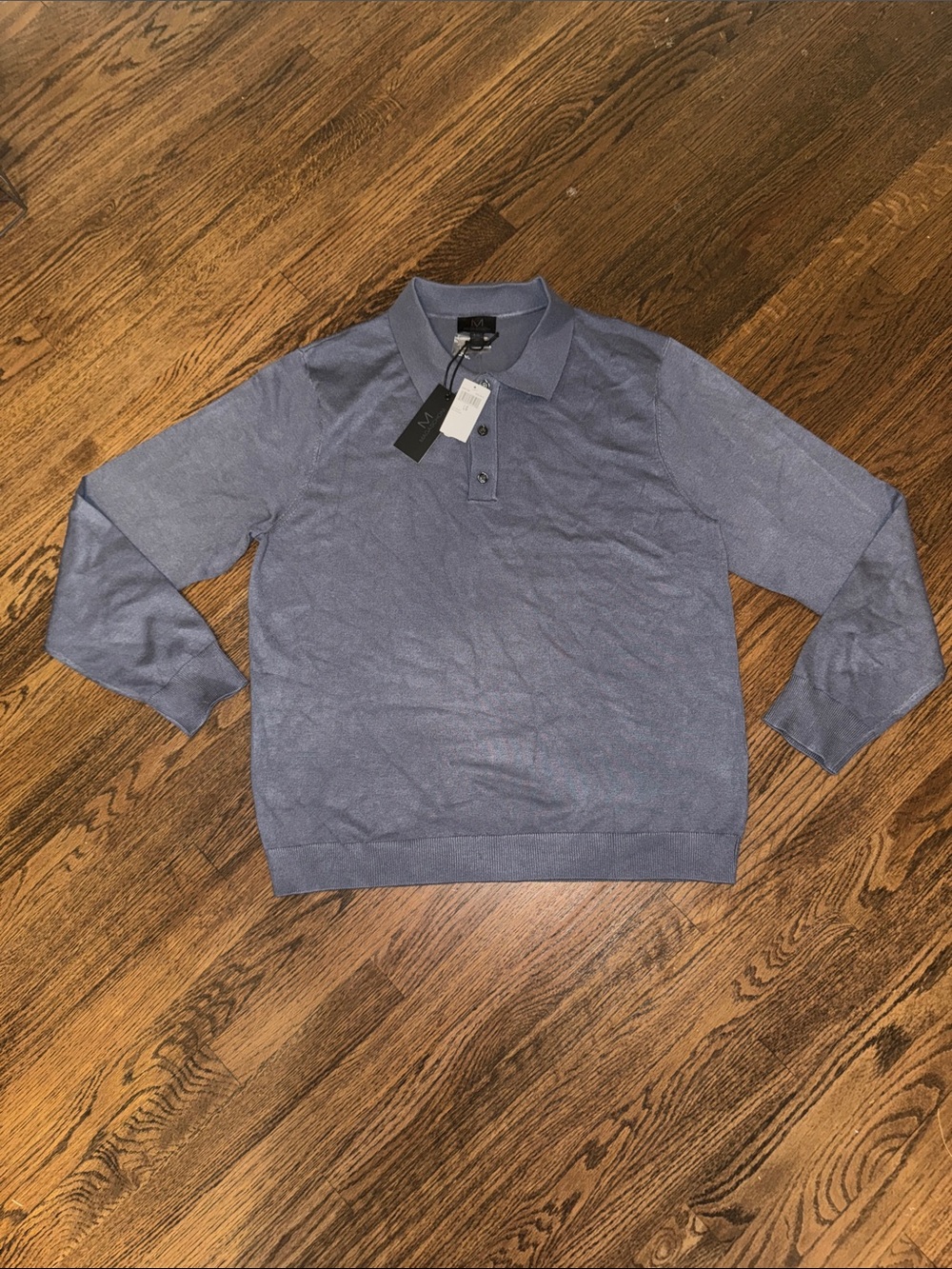 NWT Magaschoni Men's Long Sleeve Polo Sweater in Gray